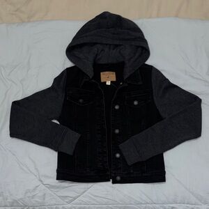 Hollister Black and Gray Jean Jacket